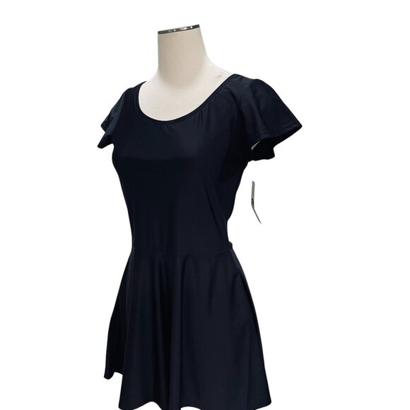 Honeymark Black Swim Dress Skater Swimsuit Coverup Medium Modest Tenniscore - Picture 9 of 9